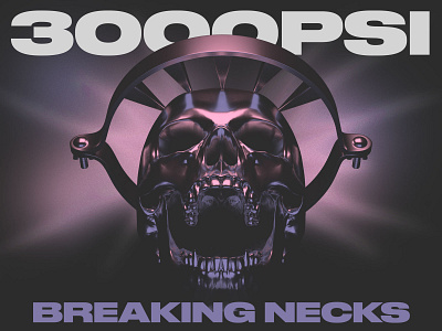 3000PSI Album Art Concept 3d 3d art 3d modeling album art album artwork album cover album cover design brutal brutalism brutalist chromatic chrome digital art metal metallic mixedmedia pink purple retro skull