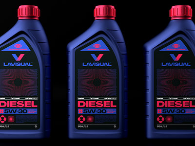 LVI Identity Diesel 5W-30 3d 3d design acid graphics blue brand brand identity concept identity motor oil oil orange packaging packaging design red typography