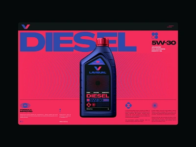 LVI Identity Diesel UI Concept 3d acid graphic auto blue brand brand identity branding identity motor motor oil packaging red ui ux website website design