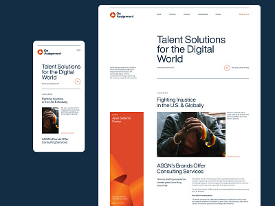 On Assignment Homepage Concept blue clean concept identity minimal orange rand staffing typography ui ux web design website