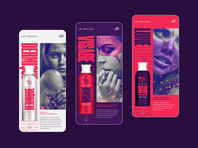 Le Soleil Product Pages brand brand identity branding concept god goddess icarus identity logo logo design luxury mobile purple red ui ux website