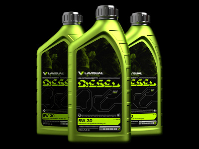 LVI Identity Diesel 5W-30 v2.0 3d 3d design acid graphics black brand brand design brand identity branding branding design bright bright colors concept green identity motor oil oil package design packaging packaging design typography