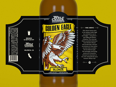 Wolf Creek Brewery - Golden Eagle beer label blonde bottle label branding craft beer eagle illustraion package design western