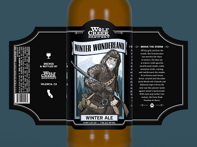 Wolf Creek Brewery - Winter Wonderland beer label bottle label brand identity branding craft beer illustration package design vector western winter wonderland