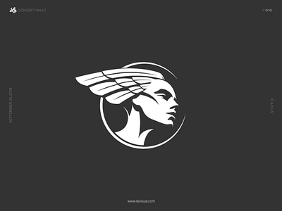 Icarus II art deco branding concept face god goddess icarus logo sun vector