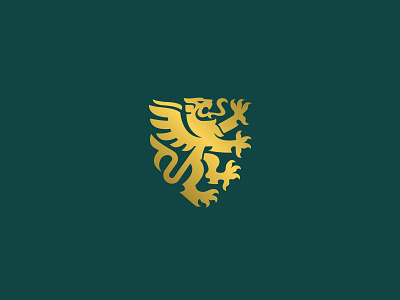 Lucrum brand branding eagle gold green griffin lion logo lucrum luxury real estate