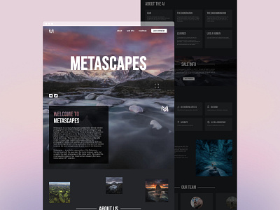 Metascapes NFT Website ai collection crypto dark gradient home page landing nft landing page minimal modern nft nft art nft collection nft webdesign photos typography ui ux web website