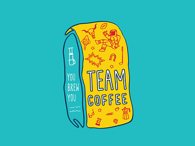 Team Coffee Bag Drawing branding illustration vector