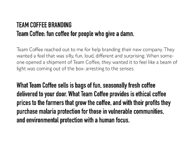 Team Coffee Brand Text branding copywriting