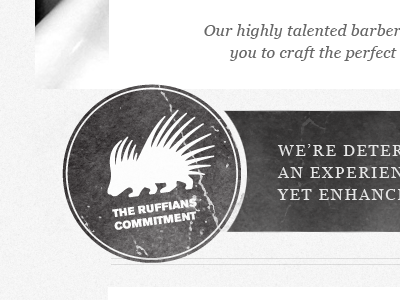 Ruffians commitment bw circle muted porcupine stamp texture typography