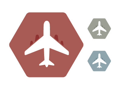 Aviation aviation blue clean green hexagon icon muted red simple
