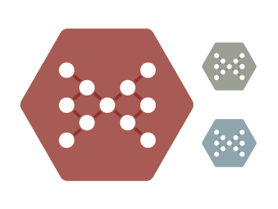 Supply chain strategy blue clean green hexagon icon muted red simple supply chain