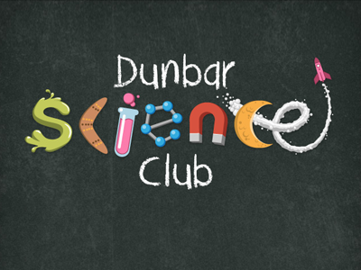 Dunbar science club blackboard chalk children illustration logo science