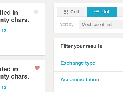 Accommodation list options favorite filter heart options simplicity