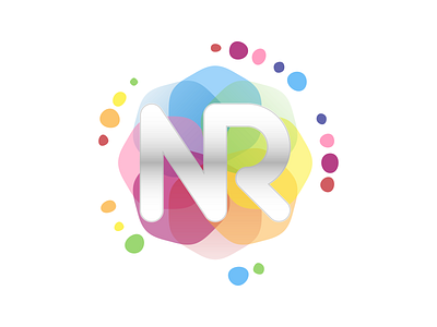 "NR" Initials Logo Design branding color palette design flat illustration initials logo minimal monogram overlap rainbow vector