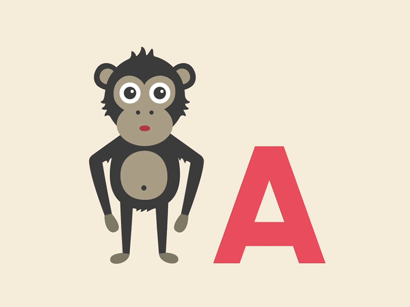 A as in Ape a alphabet animation ape design illustration letter motiongraphics vector