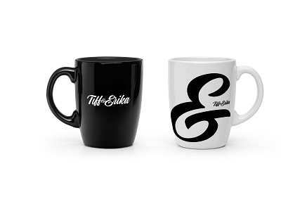 Tiff & Erika Branded Mugs ampersand brand identity branding caligraphy corporate identity design feminine feminine design graphic design logo mug design personal brand script signature logo typography