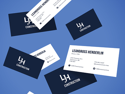 LJH Construction Business Card Design blue brand design brand guidelines brand identity branding branding design business card business card design company branding construction company construction logo corporate branding corporate identity design graphic design logo logo design stationery stationery design typography
