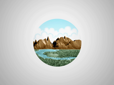 Changing Places after effects animation circle clouds drawing ease elements flip gif grass land locations mountains mountainside outside photoshop stream sun sunset water