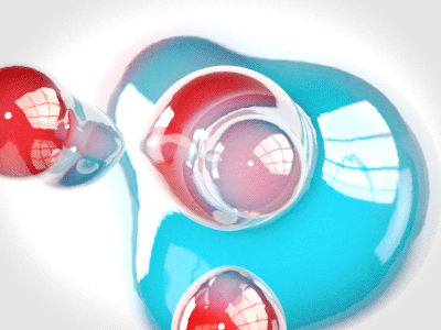 Proximal 3d animation blue color metaball motion proximal red