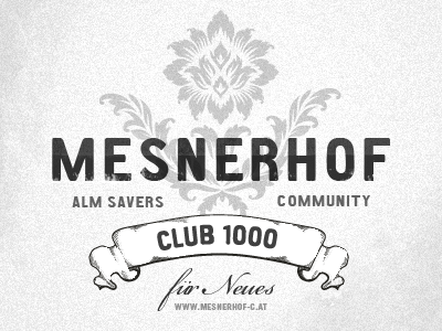 Mesnerhof community farmhouse logo oldstyle vintage