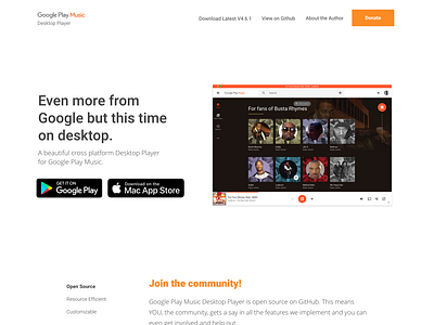 Landpage - Google Desktop Music design ui web website