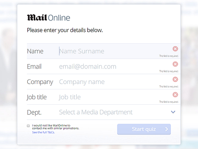 MailOnline Quiz dailymail flow game mailonline quiz ui