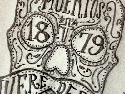 Dia De Los Muertos handmade illustration skull typography