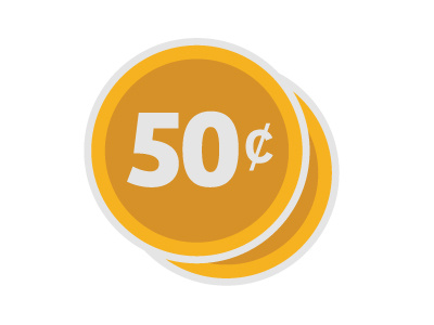 50 cents 50 circles coins design icon illustration round vector