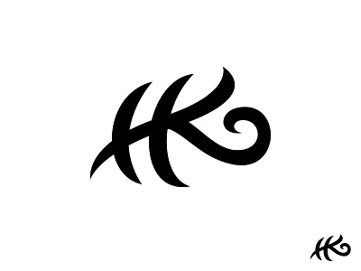 HK h k script type typography vector