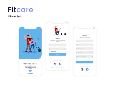 Login Ui Fitcare Mobile App