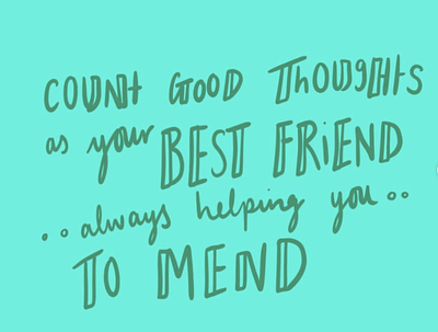 A friend to help you mend blue handdrawn illustraion rhyme type typography