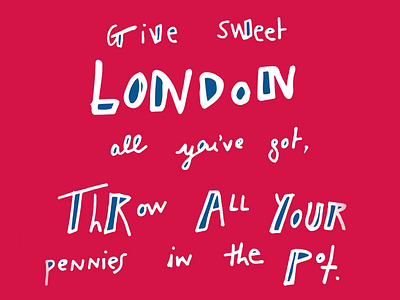 RhymerDesigner handdrawn illustration london london bridge london eye london underground pot red rhyme type typography