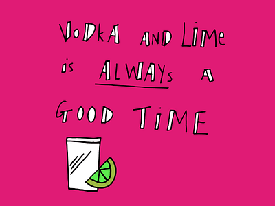 RhymerDesigner handdrawn illustration lime pink rhyme time type vodka