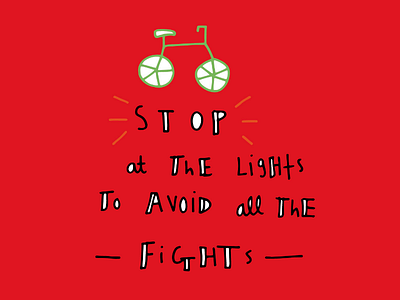 RhymerDesigner bike handdrawn illustration lights red rhyme stop tpypography traffic