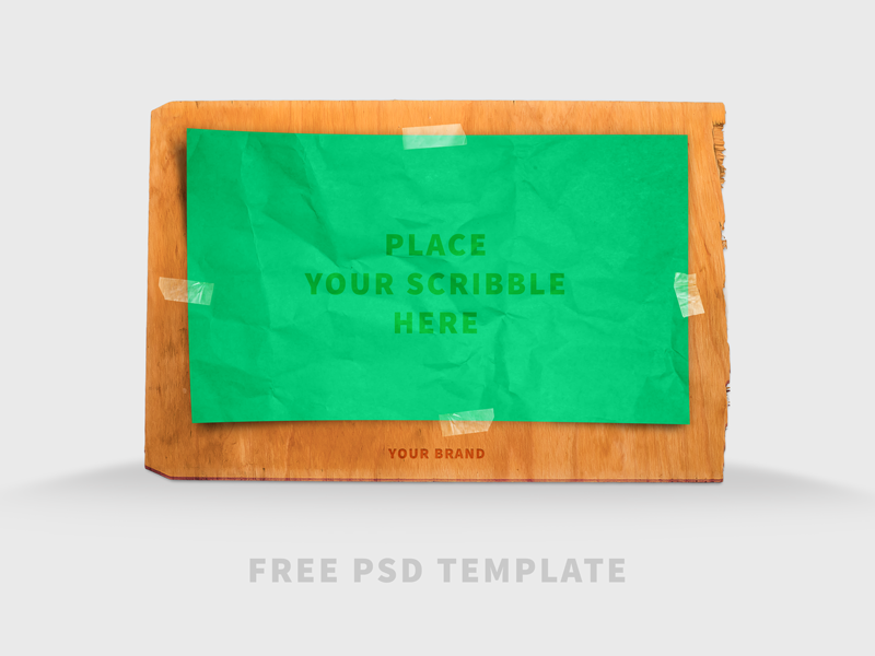 Free PSD Template - Scribble Board Mock-UP free psd template mock-up scribble wood board skatch