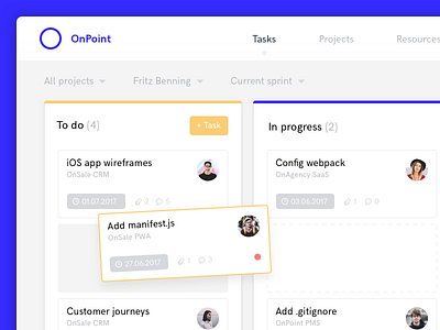 OnPoint - Kanban Board drag drop kanban project management projects tasks to do