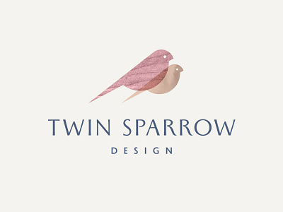 Twin Sparrow bird birds branding design icon identity logo mark texture wood