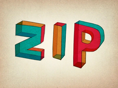 ZIP 3d type colorful handwritten type transparent