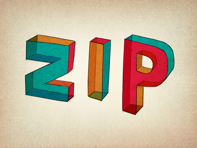 ZIP 3d type colorful handwritten type transparent