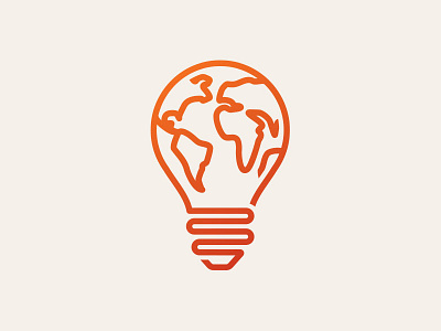 World/Lightbulb globe icon identity lightbulb logo single stroke world