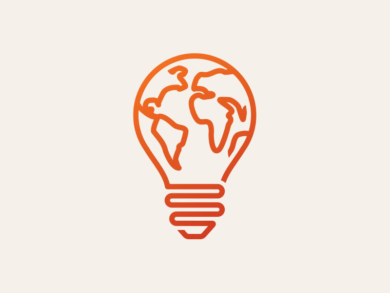World/Lightbulb single stroke identity globe world lightbulb logo icon
