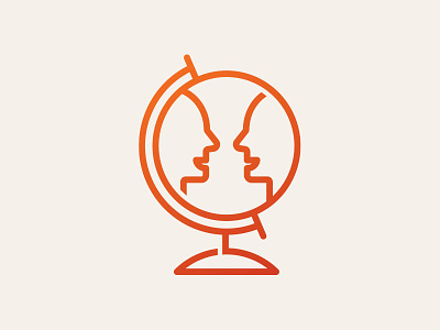 Globe/Faces communication faces globe identity illustration logo single stroke