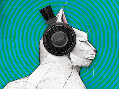 Meowsic cat headphones illustration music