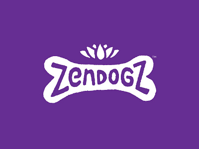 ZenDogz bone dog hand drawn type icon identity logo lotus purple zen