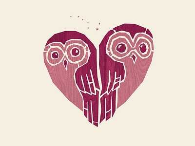 Owlove custom type design handlettering heart illustration owl poster