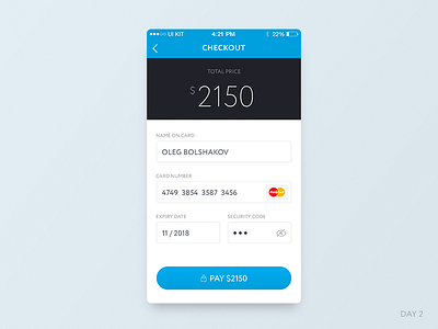 Daily UI: Day 2 – Credit Card card checkout commerce credit dailyui day 2 ios mobile ui ux