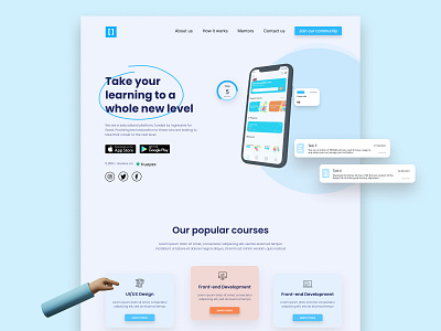 Education landing page - Daily UI 003 blue daily ui 003 design education landing page ui design uiux web design