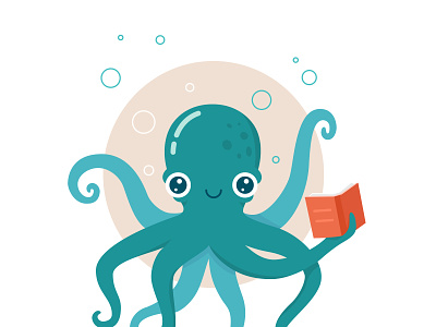 Cute octopus with a book funny graphic design hands octopus octopus icon библиотека моркой житель осьминог персонаж читатель щупальца