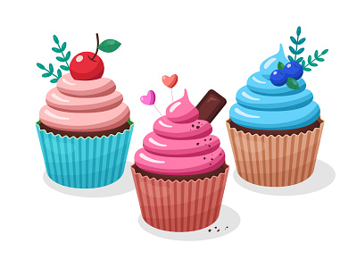 Sweet cupcakes cream cupcake decorated design graphic design illustration yummy